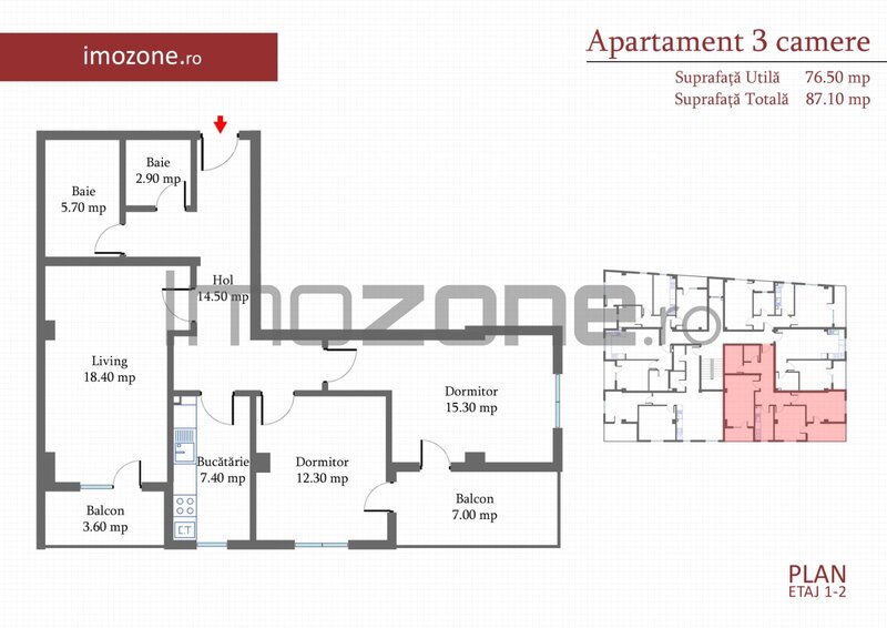 Militari- Margelelor 3 Camere, 86 mp, decomandat, 2 balcoane, zona de case,